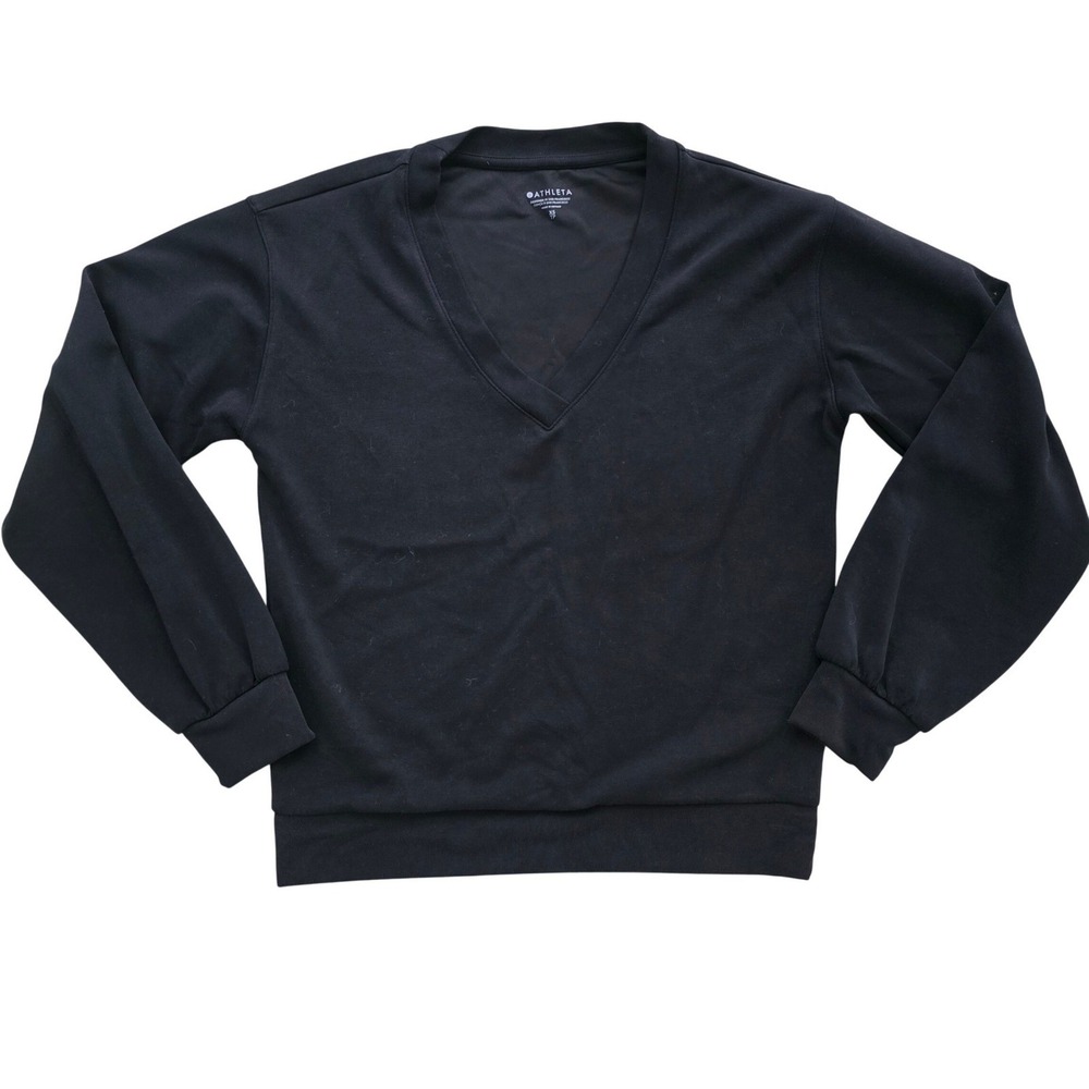 Athleta Willow Lightweight Sweatshirt Black XS Modal Blend Pullover Activewear